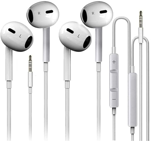 Nvnceiw 2er-Pack kabelgebundene iPhone-Ohrhörer/Kopfhörer mit Mikrofon und Lautstärkeregler, kompatibel mit iPhone, iPad, iPod, Computern, MP3/MP4-Playern, Android-Geräten und den meisten 3,5