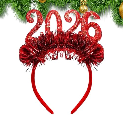 Happy New Year Stirnband - 2026 Pailletten Kopfbedeckung, Urlaub Kopfschmuck, Girlanden-Partydekorationen für Frauen, Kostüme, Geburtstagsveranstaltungen, Zuhause, Klassenzimmer, Urlaub in Interesse