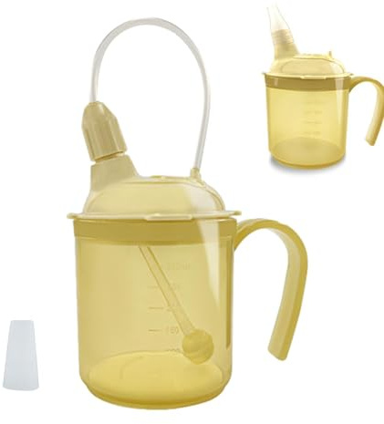 Generisch Pflege Trinkbecher – 300 Ml Strohhalmbecher | Auslaufsicher, Leicht & Tragbar | Trinkhilfe Becher Aus PP + Silikon Für Krankenhaus, Zuhause, Senioren, Patienten & Pflegebedürftige