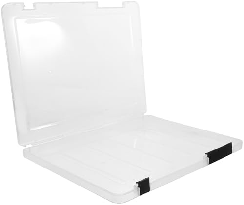 Zerodeko Boîte de Rangement Plastique Rigide pour Documents et Photos Organiseur de Bureau Portable avec Fermeture Sécurisée Protège Magazines et Papiers Boîte de Classement Noire