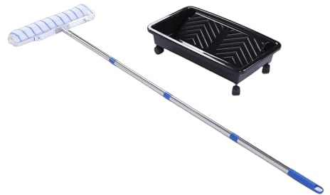Jiawu 18-Zoll-Hochleistungs-Farbroller-Set, Stabile Verlängerungsstange, Keine Leiter oder Gerüst Erforderlich, für Wände und Decken, ABS-Edelstahl