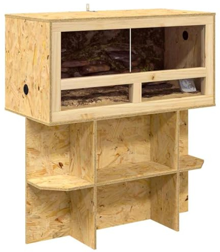 Terrarium en Bois avec Meuble, Terrarium Boîte d'alimentation avec Étagère Support pour Reptiles Amphibiens Marron 80 x 40 x 90 cm OSB