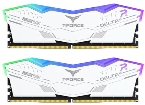 Mémoire RAM DIMM TeamGroup T-Force DELTAα RGB 32Go (2x16Go) DDR5 6000MHz Blanc