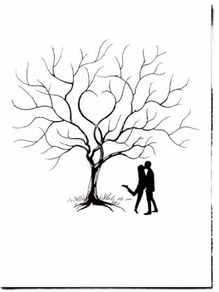 GSCLZ Eventi di Fidanzamento Bomboniera Matrimonio Albero Tela Dipinto Ospite Impronta Digitale Firma Libro Amante Regalo Anniversario(Color012,20x30cm 1set inkpad)