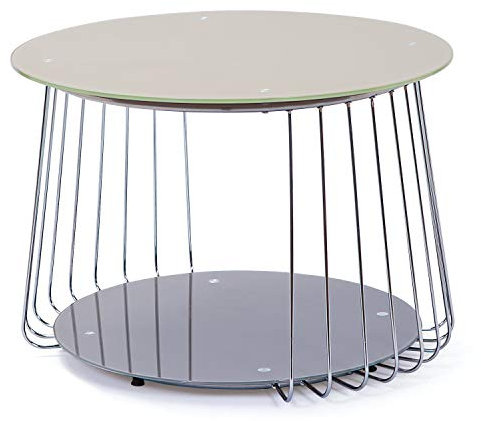 Inter Link - Couchtisch - Beistelltisch - Sofatisch - Wohnzimmertisch - Gestell aus Metall - Obere Platte aus Glas Pantone Grau - Für Wohnzimmer, Arbeitszimmer, Schlafzimmer - 70 x 70 x 50 cm - Riva