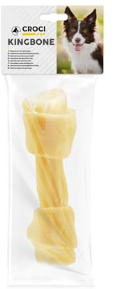 King Bone Croci – Weiße geknotete Knochen, Kau-Belohnungssnack für Hunde aus natürlichem Rindsleder, Zahnstäbchen zur Zahnreinigung, 15 cm – 60 g