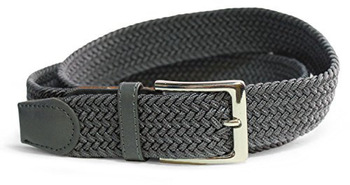 Komfortabel Elastische Geflochtener Stretch Gürtel - Stretchbelt - Stoffgürtel - Gürtel Flecht - Damen und Herren (90 B.W. = Gesamtlänge 105 Cm., Grau)