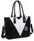 Miss Lulu Schultertasche/Handtasche in Lederoptik, v-förmiges Design, Schwarz - Schwarz - Größe: Large