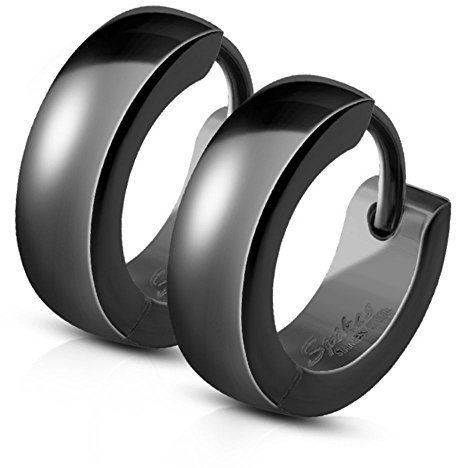 Bungsa Schwarz - Ohrclips 4mm Edelstahl 1 Paar ~ 5 FARBEN ~ (Ohrringe Ohrschmuck Ohrklemmen Studs Damen Frauen Herren Mode Earrings)