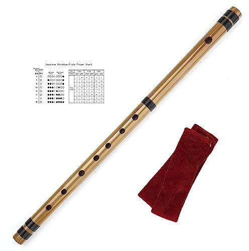 Japanische Bambusflöte mit schwarzen Linien, 7/8 Hon, handgefertigtes Bambus-Musikinstrument (7 Hon)