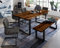 SAM 6 TLG. Essgruppe Quintus, Baumkantentisch 180x90 cm & -Bank 180x42 cm, Akazie-Holz nussbaumfarben, Gestell schwarz, 4X Schwingstuhl Parzivo anthrazit