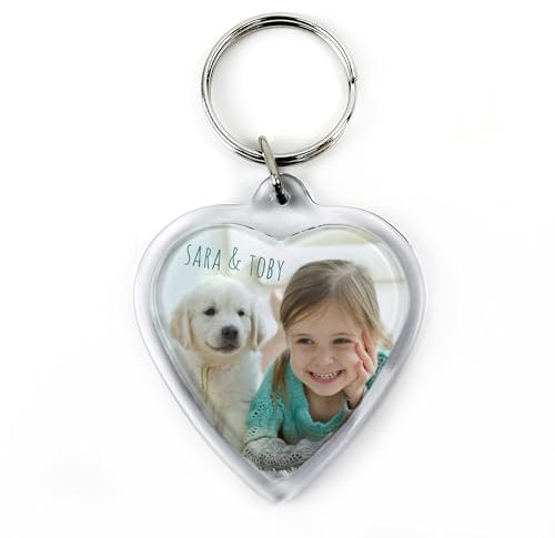Porte-clés coeur personnalisé avec photo, image ou texte. 2 côtés. Un cadeau unique, original et exclusif. Plusieurs modèles.