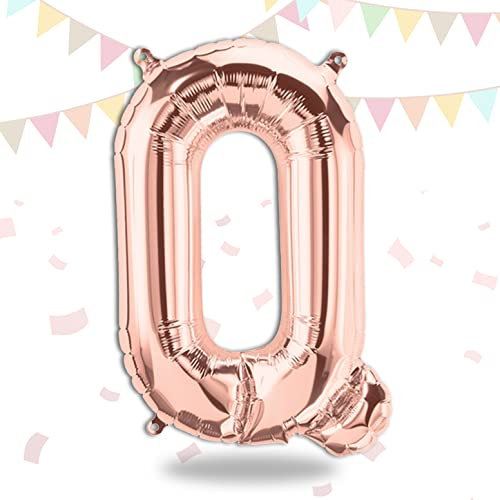 FUNXGO Folienballon Buchstaben Rosegold Q - Buchstaben Luftballon Klein Q - ca. 40cm Nur Luftfüllung - Ideal für Geburtstag, Hochzeit & Party Deko - Ballon Buchstabe Q Rosegold