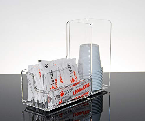 Slato Dispenser porta bicchieri di plastica da caffè porta bustine di zucchero e porta palette design moderno in cristallo acrilico trasparente Flor