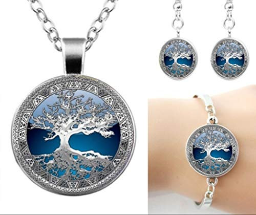 Féeries et merveilles Collier Arbre DE Vie, Parure Arbre DE Vie, Collier Vie (Argent, Silver)