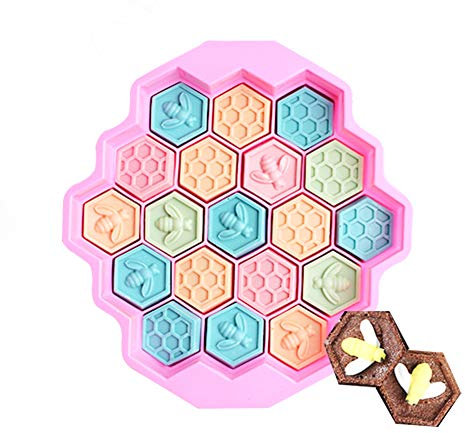 KALAIEN Bienenenwaben-Silikonform Backform 19-Loch-Dessert-Kuchenform