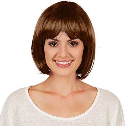 dressforfun Bob Perücke | Toller Haarschnitt mit Pony | Mit vielen Kostümen kombinierbar - diverse Farben (Braun | Nr. 303647)