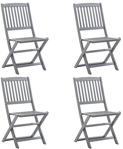 vidaXL 4X Akazienholz Massiv Gartenstuhl ohne Armlehnen Klappbar Klappstuhl Essstuhl Holzstuhl Stuhl Stühle Gartenstühle Holzstühle