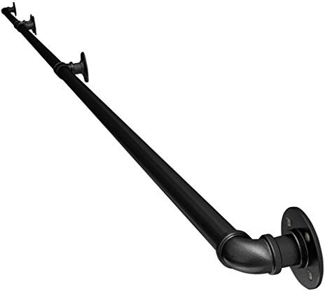 Sicherheit Schwarz Treppen Handlauf Geländer Bausatz Kit | Metall Schmiedeeisen Handläufe |Handschiene Balustrade Balkon Brüstung Stange Wandhandlauf Wandhalterung for Innen Außen Terrassen Fenster
