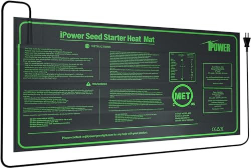 iPower 25 x 52cm Durable Waterproof Seedling Mat, Warm Hydroponic Heating Pad, Small, Black, Three-pin Plug (UK version)