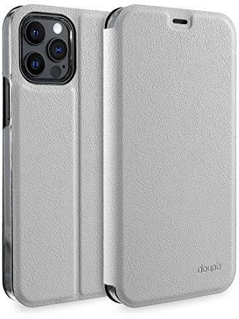 doupi Deluxe FlipCase per iPhone 12 / iPhone 12 PRO (6,1 Pollici), Protezione Custodia Ultra Slim Magnete Flip Cover Protettiva Book Style Etui Stare in Piedi Case, Bianco