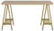 Schreibtisch RENRUIRUI- Home Office Computer Study Writing Workstation 5CM Dicke Kiefer Tischplatte Dreieck Struktur Metallfarbe Halterung Einfach Zu Montieren (Color : Gold, Size : 140X55X75CM)