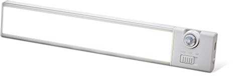 Sensor Brite Luz magnética para debajo del gabinete, luz LED con sensor de movimiento, luz de armario/armario, recargable por USB, encimera ultrafina, luz de cocina