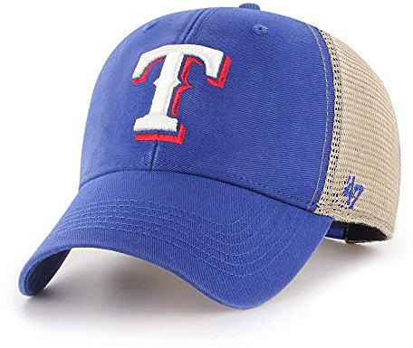 47 MLB Baseballkappe, Team-Farbe, Netzstoff, Trucker-Logo, MVP, verstellbare Struktur, Einheitsgröße für Erwachsene, Texas Rangers, Einheitsgr��e