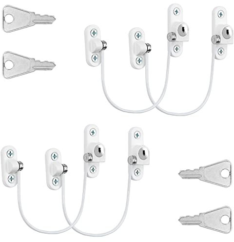 4 Pcs Window Restrictor Locks for Kids Window Restrictors UPVC Baby Security Window Locks with Screws Keys for Baby Child Children Safety, Window Locks Door Locks for Home Public School and Commercial