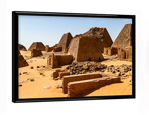 artboxONE Poster mit schwarzem Rahmen 18x13 cm Architektur Pyramiden im Sudan - Bild Pyramide Desert meroe