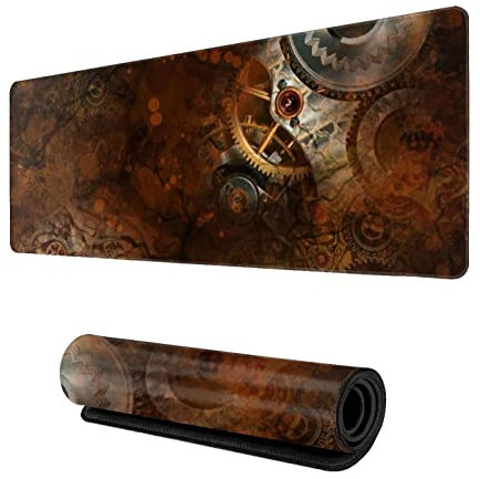 Steampunk Vintage Gear XXL XL Grand tapis de souris de jeu pour bureau, antidérapant et long tapis de souris en caoutchouc 80 x 30 cm