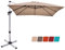 RELAX4LIFE Parasol de Jardin Exterieur Inclinable à 7 Positions Rotation par Pédale, Parasol Déporté 3x3M en Polyester avec 8 Branches Imperméable Anti-UV Résistant au Vent(Brun)