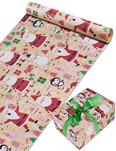TOYPOPOR Weihnachts-Geschenkpapier-Rolle, 44 cm x 30 m, umweltfreundliches, recycelbares Kraftpapier für Kinder, Jungen, Mädchen, Männer, Frauen, Geschenke, Kunst und Handwerk, traditionelles