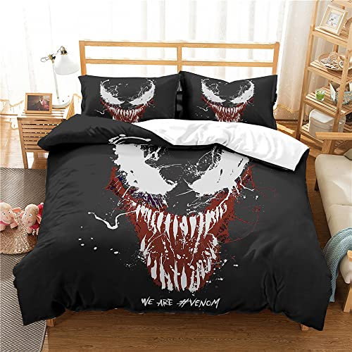 CHAOSE Bettbezug Double Size Movie Venom Bettwäsche-Set, 100% Baumwolle, Wendbare Bettbezüge Mit Kissenbezügen (Gift 05,135 x 200 cm)
