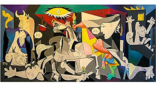 Guernica von Picasso Berühmte Kunst Leinwand Gemälde Wandkunst Großformatige Drucke Picasso Reproduktionen Bilder Wohnkultur 80 x 165 cm (31,50 x 64,96 Zoll) mit Rahmen