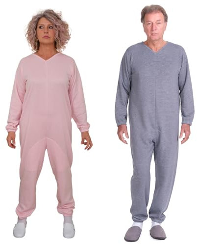 FERRUCCI COMFORT Pigiama Sanitario Invernale con Cerniera sul Dorso - 9014/1 - Uomo/Donna - Ideale per Gli Anziani - Caldo e Traspirante (Azzurro, M)