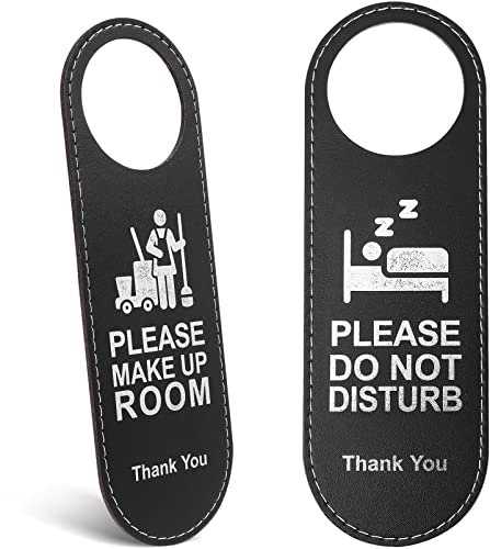 NUOBESTY Cartello per La Camera Non Disturbare, Prega di Rifare La Camera, Cartello con Gancio per Porta, in Pelle con Motivo Lettera a Doppia Faccia, per Uffici, Hotel, Casa E Affari