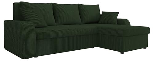 Mirjan24 Ecksofa Kristofer Cord, Design Eckcouch, Couch mit Schlaffunktion, Zwei Bettkasten, Wohnlandschaft, Bettfunktion L-Form Sofa, Ottomane universell (Poso 14)