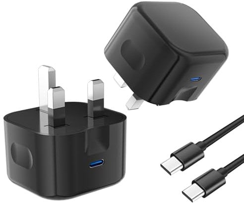 For Nokia G22/G42/XR21/G11/G21/G50/XR20/X20 Charger, Nokia G22/G42/XR21/G11/G21/G50/XR20/X20 Plug, 20W USB C Charger Plug With Type C Cable Fast PD Adapter Mains UK Charger Plug (Black)