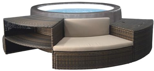 Vasca Idromassaggio da Esterno Semirigida Riscaldata 4+2 Posti con Mobili Ø184x73 cm NetSpa Vita Premium Marrone