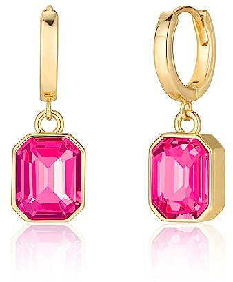 Secroma Creolen Ohrringe Gold für Damen - 18 Karat Vergoldete Ohrringe Klein, Hypoallergene Geburtsstein Kristall Creolen Gold, Schmuck Geschenke für Frauen und Mädchen