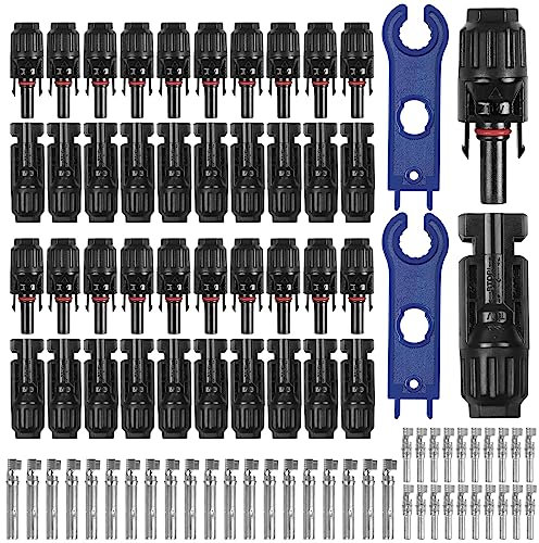 HOVIN 20 Pares Conectores Solares,Conectores de Paneles Solares con Dos llaves Inglesas, para Utilizar Cables de 2.5/4/6 mm2.