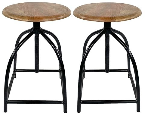 casamia Drehhocker höhenverstellbar Liverpool Holz Metall Industrial Farbe schwarz 2 Hocker