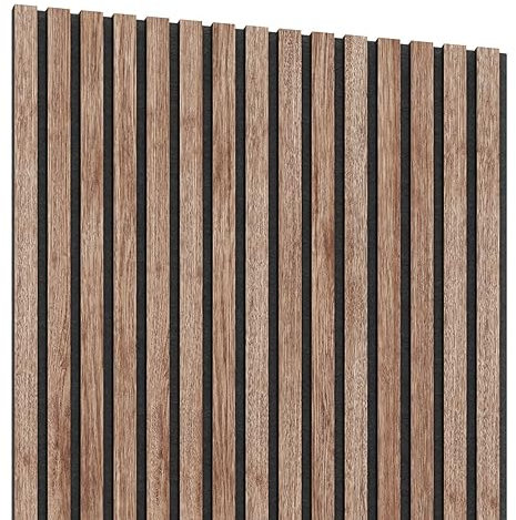 Lameo Akustikpaneele 240x60x1,9cm - Holzpaneele - Wandverkleidung - Schalldämpfende Platten - Akustikpaneele - Wandpaneele Holz - Für Wand und Decke - (Amerikanische Walnuss, 240x60)