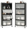 GOPLUS Meuble Cuisine à 5 Niveaux avec Étagère et Porte Anti-poussière, 60 x 32 x 154 CM, Buffet Cuisine avec Plateau Grand, Roues Pivotantes 360°, Charge 75 KG, Anti-basculement, Idéal pour Buffet