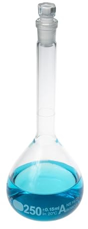 ALWSCI 2 pcs 250mL Volumetric Flask, Globe Glass with Glass Stoppers, 3.3 Borosilicate Glass, Class A, White Graduation, Volumetric Flask for Laboratory School Project