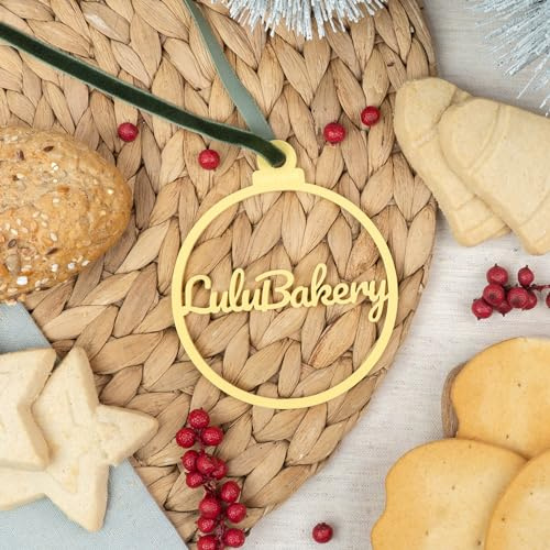 Wanapix | Weihnachtskugel aus Acrylglas mit Namen | Christbaumkugeln Personalisierte | Weihnachtsdekoration | Runden - 8 cm | Gelb