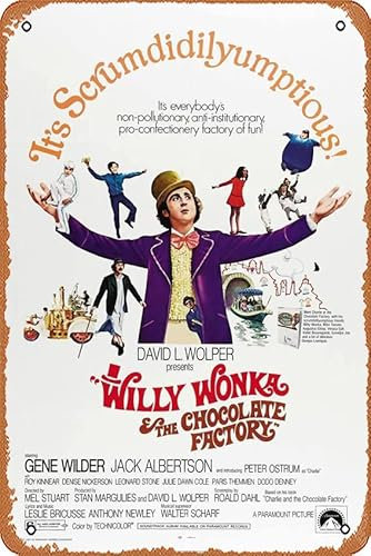 Filmposter Willy Wonka, The Chocolate Factory, 20,3 x 30,5 cm, Retro-Vintage-Blechschild für Zuhause, Bar, Kneipe, Garage, Dekoration, Filmgeschenke