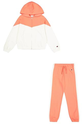 Champion Legacy Script Shop G (405046) -Ultra-Light Soft Compact Powerblend Fleece Color Block Hooded Survêtements de Sport, Rose (PS004), 13-14 Years Fille