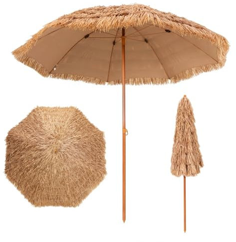 SFAREST Thatch Parasol, Hawaiian Patio Umbrella, Portable Beach Sunshade for Garden Patio Balcony Poolside (216 x 220cm, without Carry Bag)